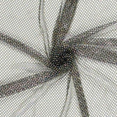 Tissu Filet mesh Strass Noir - Par 10 cm