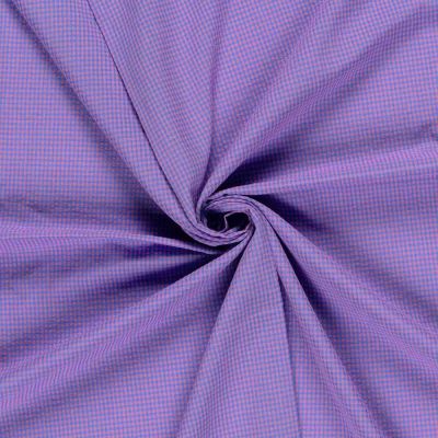 Tissu Seersucker Carreaux Nano Vichy sur fond Violet - Par 10 cm