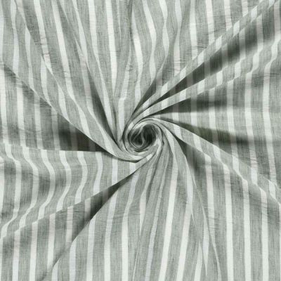 Tissu Polyester aspect Lin Rayures Anna sur fond Vert amande - Par 10 cm