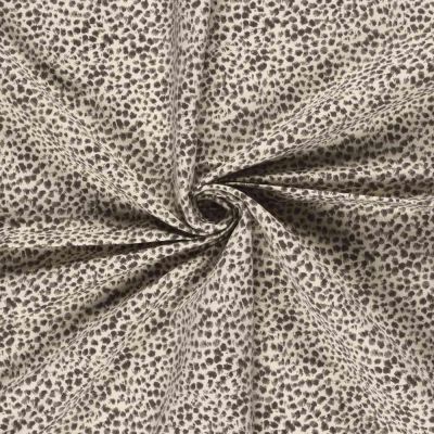 Tissu Bengaline de Viscose tacheté léopard abstrait sur fond Beige - Par 10 cm