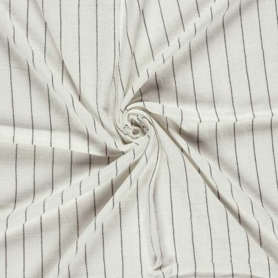 Tissu Lin Viscose Louis rayures fines sur fond Blanc cassé - Par 10 cm