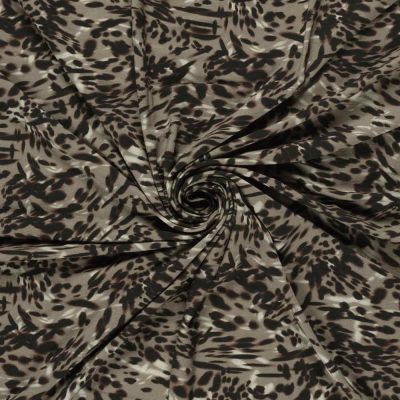 Tissu Jersey Viscose digital motifs Léopard moderne sur fond Taupe - Par 10 cm