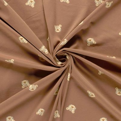 Tissu Jersey stretch léopard Zouki sur fond Brun - Par 10 cm