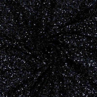 Tissu Maille Sequins extensible uni Bleu marine - Par 10 cm