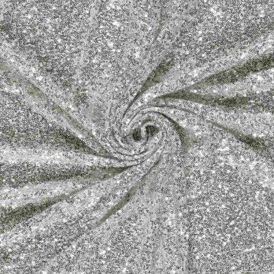 Tissu Maille Sequins extensible uni Argent - Par 10 cm