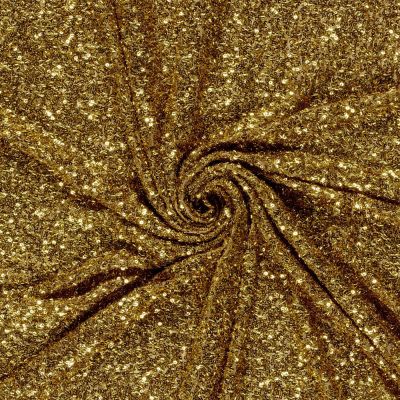 Tissu Maille sequins extensible Doré - Par 10 cm