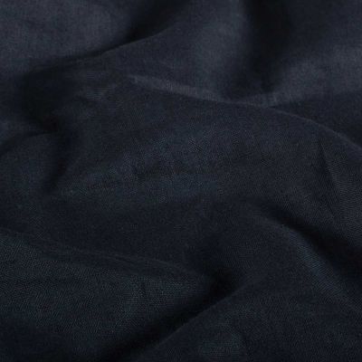 Coupon Tissu Lin Coton lavé uni Bleu marine - Coupon de 50 cm