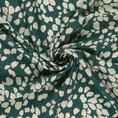 Tissu crêpe de viscose imprimé Fleuris blanc sur fond Vert clair - Par 10 cm