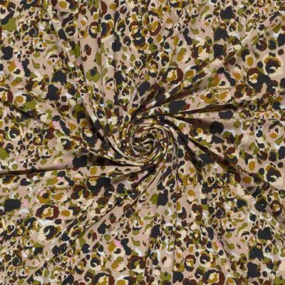 Tissu jersey viscose imprimé tacheté sur fond Beige - Par 10 cm