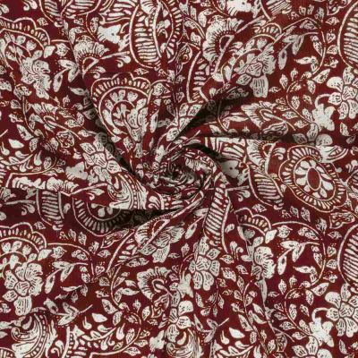 Tissu Crêpe de Viscose Motif abstrait sur fond Bordeaux - Par 10 cm