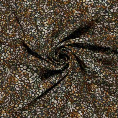 Tissu Popeline de Viscose Evita petites fleurs sur fond Bleu nuit - Par 10 cm