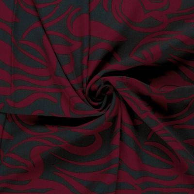 Tissu Viscose twill Pia arabesques sur fond Bordeaux - Par 10 cm