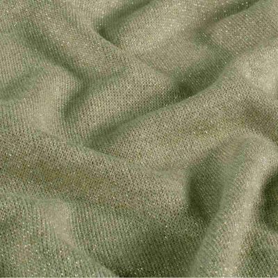 Tissu Maille Jersey Lurex uni Vert kaki clair - Par 10 cm