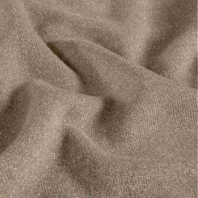Tissu Maille Jersey Lurex uni Marron clair - Par 10 cm