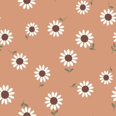 Tissu Jersey French terry Crêpe Petites fleurs Lio sur fond Rose - Par 10 cm