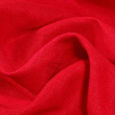 Coupon Tissu Ramie Lin uni Rouge - Coupon de 20 cm