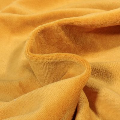 Coupon Tissu Jersey Velours tout doux Jaune moutarde x10cm - Coupon de 20 cm