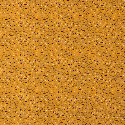 Tissu Jersey Coton Vermicelles Multicolores sur fond Moutarde - Par 10 cm