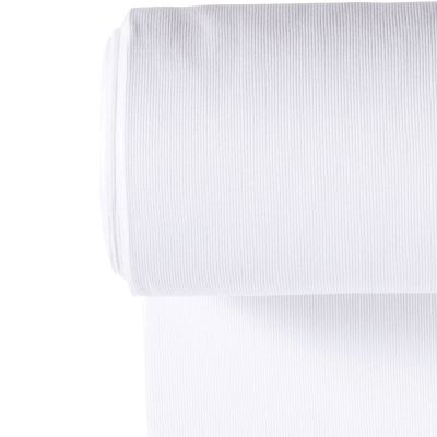 Tissu Bord côte uni Blanc - Par 10 cm