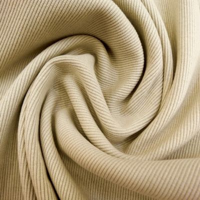 Tissu Bord côte uni Beige - Par 10 cm
