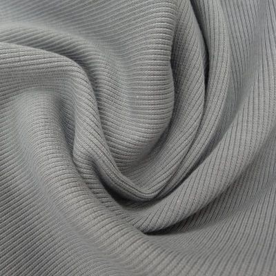 Tissu Bord côte uni Gris - Par 10 cm