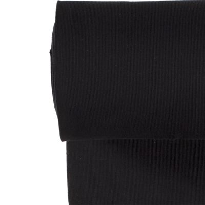 Tissu Bord côte uni Noir - Par 10 cm