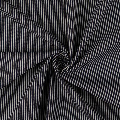Tissu Jean Denim Rayé sur fond Bleu nuit - Par 10 cm