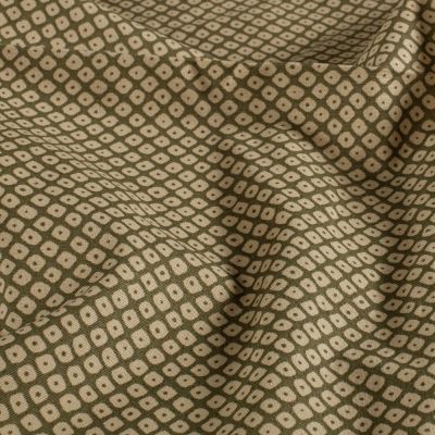 Tissu Coton imprimé Diamonds losanges sur fond Vert olive - Par 10 cm
