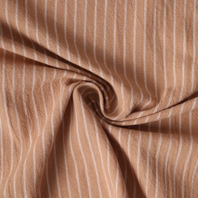 Tissu Polycoton Victor rayures Blanches 5mm sur fond Beige nougat - Par 10 cm
