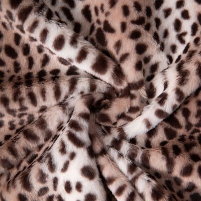 Tissu Fausse fourrure Léna guépard Noir sur fond Brun - Par 10 cm
