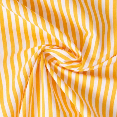 Tissu Coton imprimé Arty Edoua rayures Jaune sur fond Blanc - Par 10 cm