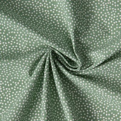 Tissu Coton imprimé Arty Tassin tacheté Blanc sur fond Vert sauge - Par 10 cm