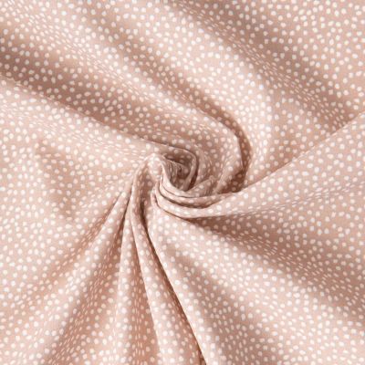 Tissu Coton imprimé Arty Tassin tacheté Blanc sur fond Beige sable - Par 10 cm
