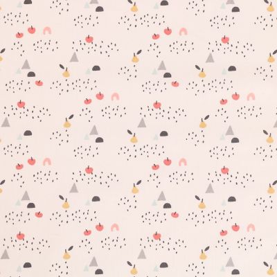 Tissu Coton Imprimé Arty Fruits Multicolores sur fond Blanc cassé - Par 10 cm