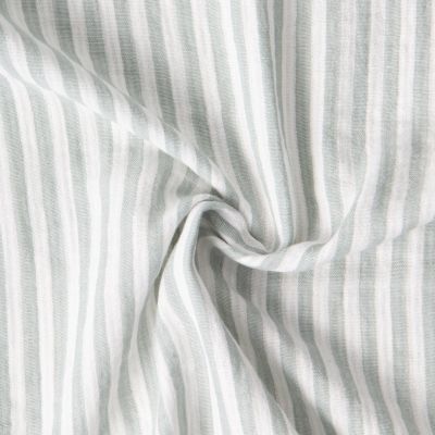 Tissu Double gaze de Coton Gipsy Rayé Vert de gris sur fond Blanc cassé - Par 10 cm