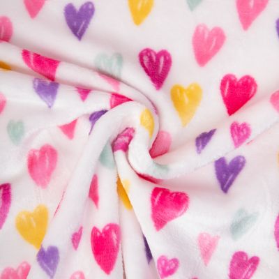 Tissu Doudou imprimé Candy sweet hearts sur fond Blanc - Par 10 cm