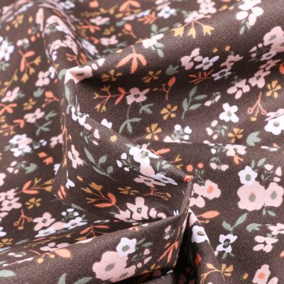 Tissu Coton imprimé Arty Elona sur fond Marron - Par 10 cm