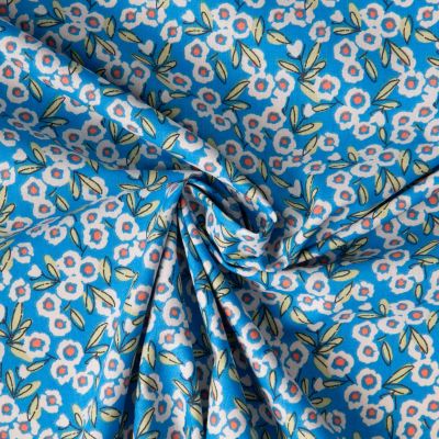 Coupon Tissu Coton imprimé Arty Fleur Fitz sur fond Bleu - Coupon de 50 cm