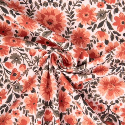 Tissu Coton imprimé Arty Hampi fleuris sur fond Rose pâle - Par 10 cm