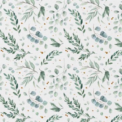 Coupon Tissu Coton imprimé Ito vert sur fond Blanc - Coupon de 20 cm