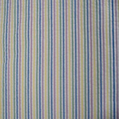 Tissu Coton imprimé rayures Linbay violettes sur fond Blanc - Par 10 cm