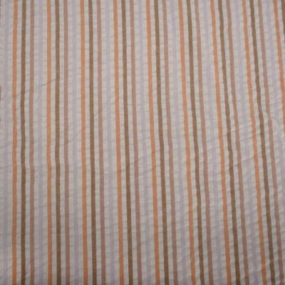 Tissu Coton imprimé rayures Linbay oranges sur fond Blanc - Par 10 cm