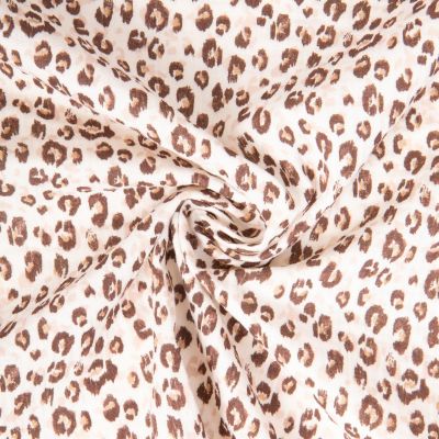 Tissu Double gaze de Coton Karli Léopard doré sur fond Ecru - Par 10 cm