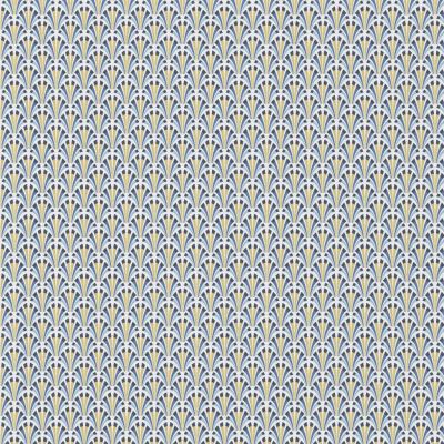 Tissu Coton enduit Kolius sur fond Bleu - Par 10 cm