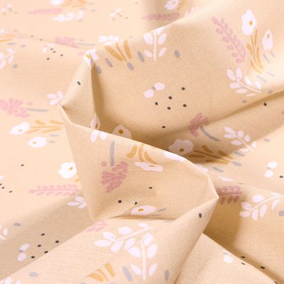 Tissu Coton imprimé Arty Laossou sur fond Beige - Par 10 cm