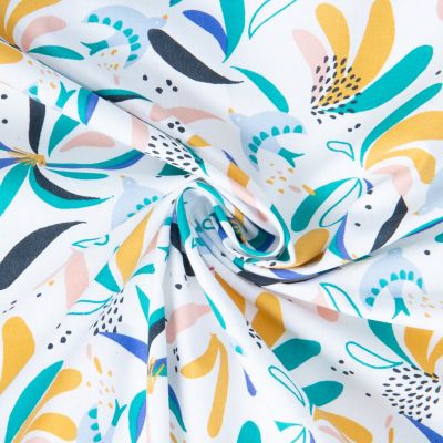 Tissu Coton imprimé Arty Lisbibi sur fond Blanc - Par 10 cm