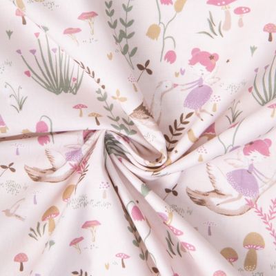 Tissu Coton imprimé digital Arty Maelyne princesse dans les bois sur fond Rose clair - Par 10 cm