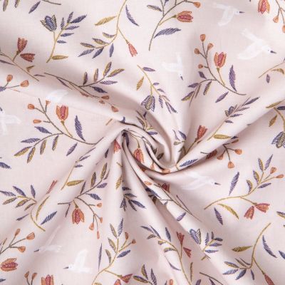Tissu Coton imprimé digital Arty Manyla fleuris sur fond Rose pastel - Par 10 cm