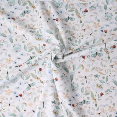 Tissu Coton imprimé Natobugs sur fond Blanc - Par 10 cm