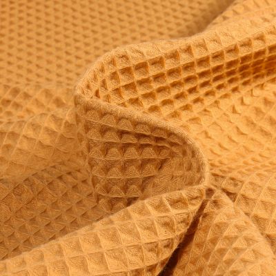 Tissu Nid d&#039;abeille Jaune safran - Par 10 cm